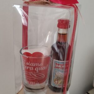 bomboniera matrimonio, liquore più bicchiere personalzizato