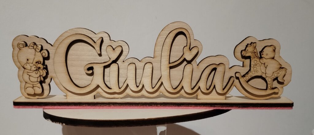 nome in appoggio legno su legno